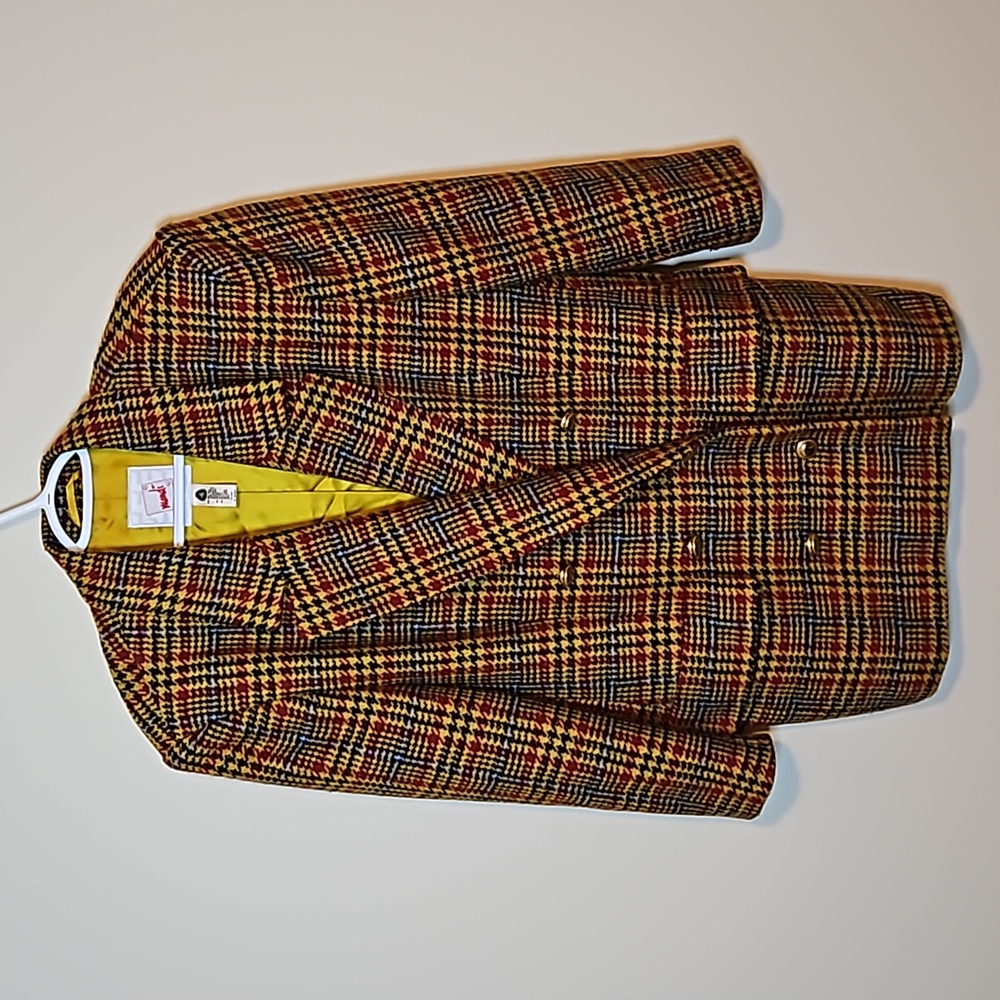 Vintage 1980's Mondi Yellow Houndstooth Blazer